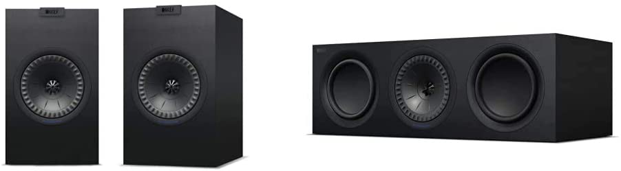 KEF Q350 Bookshelf Speakers (Pair, Black) & Q650c Center Channel Speaker (Each, Black)