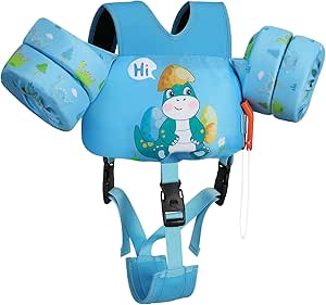 MoKo 13-30lbs/30-70lbs Toddler Floaties Arm Floaties, Toddler Swim Vest Cartoon Swim Arm Band for Kids with Crotch Strap Pool Float Vests Sleeves Shoulder Straps Learn to Swim