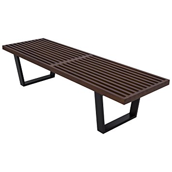 Leisuremod Mid-Century George Nelson Style Platform Bench - 4 Feet (Dark Walnut)