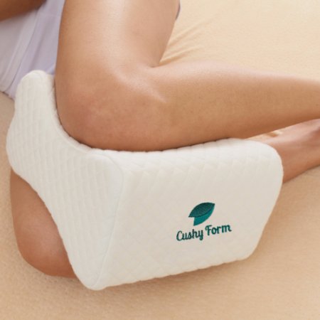 Sciatic Nerve Pain Relief Knee Pillow - Best for Pregnancy, Leg, Knee, Back & Spine Alignment - Memory Foam Wedge Leg Pillow with Washable Cover (White, Standard)