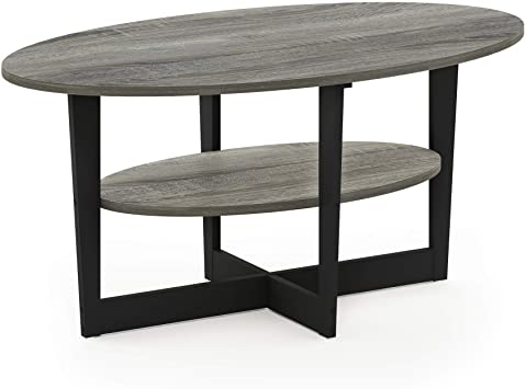 FURINNO Coffee Table, 1-Pack, French Oak Grey/Black