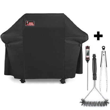 Kingkong Gas Grill Cover 7553 | 7107 Premium Cover for Weber Genesis E and S Series Gas Grills Includes Grill Brush, Tongs and Thermometer