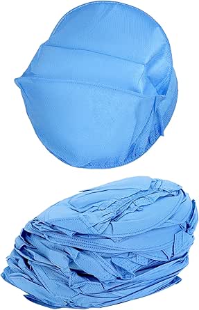 QWORK Disposable Working Hair Cap, 200 Pcs Disposable Bouffant Caps with Elastic SMS - Easy Breathe Strong Head Cover, Blue