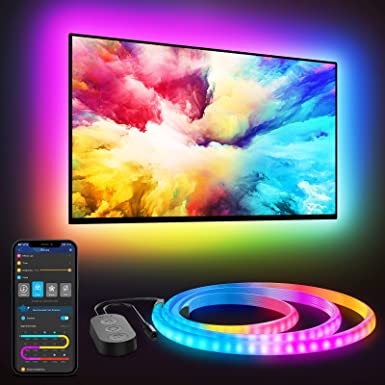 Govee TV LED Backlight, RGBIC Neon LED Lights for TV, 9.84ft Smart WiFi TV Backlight for 48-55 inch & 65-75 inch TVs, Works with Alexa, Google Assistant and Govee Home APP, Music Sync, 64 Scenes Mode