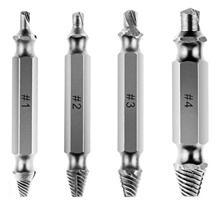 Vastar Damaged Screw Remover Tool, Broken Bolt Extractor Set Broken Screw Grab with Speed and Precision, Set of 4 Damaged Screw Remover (Silver)