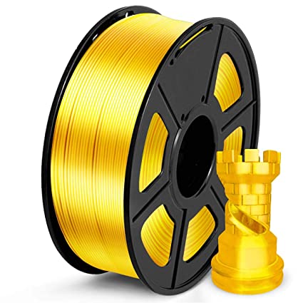 SUNLU PLA Silk LightGold Filament 1.75mm 3D Printer Filament, 1KG 2.2 LBS Spool 3D Printing Material, Shiny Metallic PLA Silk Filament