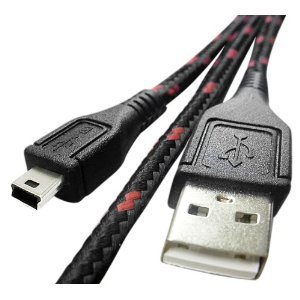 Cloth Jacketed / Ruggedized USB 2.0 A Male to Mini B Cable (6FT - Lifetime Warranty)