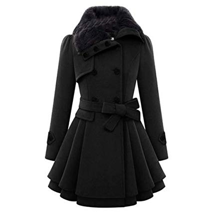 ZEFOTIM Womens Winter Lapel Wool Coat Trench Jacket Long Sleeve Overcoat Outwear