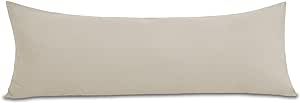 CozyLux Body Pillow Case Cover, Luxury 1800 Series Double Brushed Microfiber Bed Pillow Cases 20x54 inches, Beige Pillow Cover with Envelope Closure