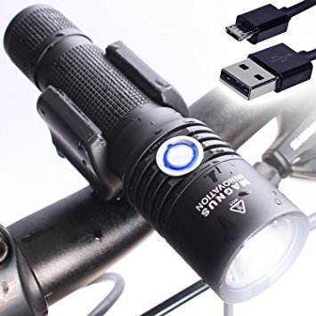 Vision II USB Bike Light, FREE Extra Battery, Powerful 860 Lumen Headlight Fits All Mountain Bikes, Road Bicycle, Waterproof & Installs in Seconds - 100% Satisfaction Guarantee!