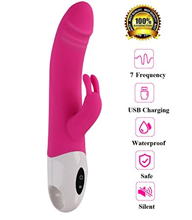 Lowestbest Rabbit Rechargeable,7 Frequency Vibrator, Luxury G-spot & Clitoral Vibrator (Pink1)