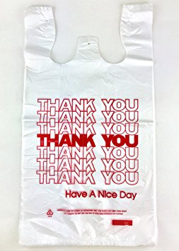 500ct, 1/6 T-shirt Bag Large 12 X 6 X 21 (Thank You W)