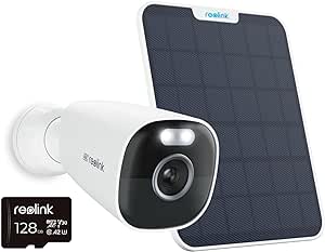 REOLINK Argus Eco Ultra  SP with 128GB SD Card,4k Solar Wireless Security Camera Outdoor, 2.4Ghz/5Ghz Dual Band WiFi, Loacl Storage, 8MP Color Night Vision, Compatible with Alexa