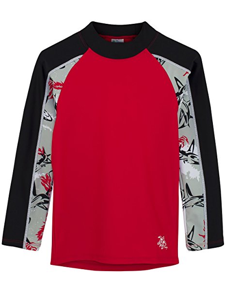 Tuga Boys Long Sleeve Rash Guard 1-14 Years, UPF 50  Sun Protection Swim Shirt