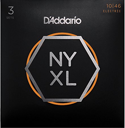 D'Addario NYXL1046 Nickel Plated Electric Guitar Strings, Light, 3 Sets