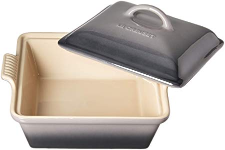 Le Creuset PG08053A-267F Heritage Stoneware Covered Square Casserole, 2-1/2-Quart,  Oyster