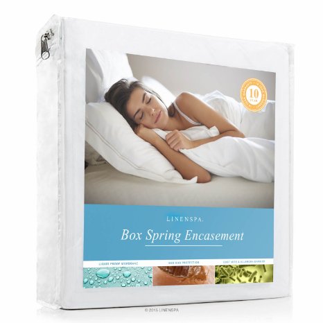 LINENSPA Waterproof Bed Bug Proof Box Spring Encasement Protector - Split Queen