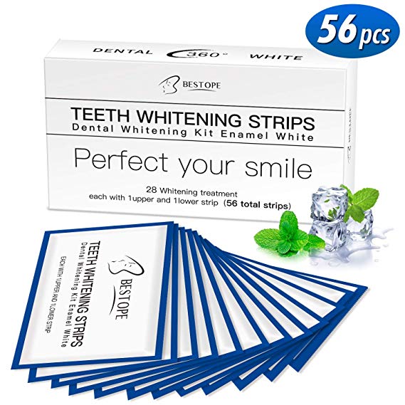 BESTOPE 56Pcs Teeth Whitening Strips, No Sensitivity 3D Teeth Whitening Kit Whitestrips Tooth Bleaching for Tooth Whitening- 28 Days Treatment