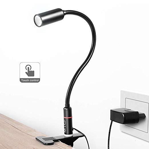 Reading Light LED Clip on Lights, TECKIN Spotlight with 3 Brightness Levels, Touch Control Desk Lamp with Clamp, 360 °Changeable Gooseneck, Book Light for Reading,Studying, Working, DIY