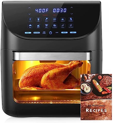 TUOKE 12L Air Fryer Oven, 1700W Digital Air Fryer Oven, Smart Tabletop Oven with 9 Preset Menus, with LED Touch Screen Temperature and Control for Baking, 13 Quart