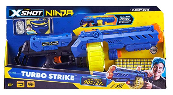 ZURU 36319 X-Shot Ninja Turbo Strike Blaster with 48 Darts Bandana and Dog Tag, Colourful