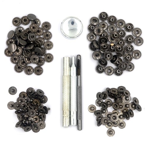 CrazyEve Leathercraft Gunmetal Copper Press Studs Snap Fasteners Poppers Sewing Clothing Snaps Button 40 pcs With Fixing Tool (655(10mm))