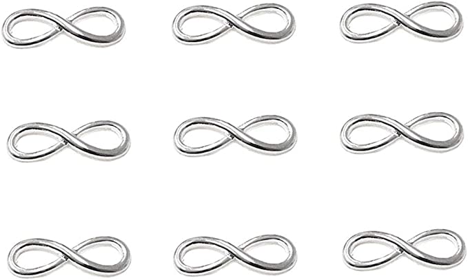 50pcs Infinity Symbol Connectors Charms Pendants for DIY Bracelet Necklace Jewelry Making Accessories by Alimitopia(Antique Silver)