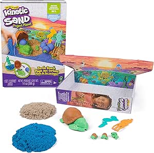 Kinetic Sand, Project Planet Turtle Beach, 14oz Play Sand, Tools & Molds, Sustainably Minded Eco Friendly Materials, Christmas Gifts for Kids Ages 3