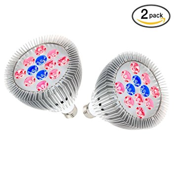 LED Grow Light Bulb, OxyLED Plant Growing Lights Bulbs, Growing Lamp with Red/Blue Spectrum for Indoor Plants, Hydroponic, Greenhouse, 2 Pack(12W, Free E26 Socket)