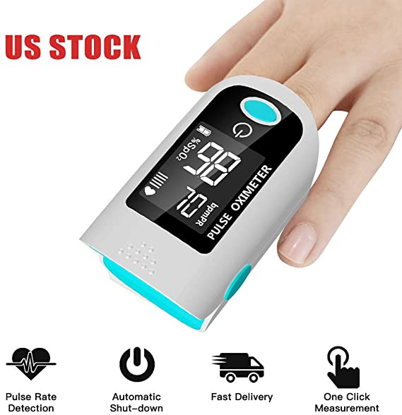 Oxygen Saturation Monitor, Blood Oxygen Fingertip Monitor Fingertip Health Monitor with Batteries Lanyard LED Screen Digital Readings for Pulse Rate