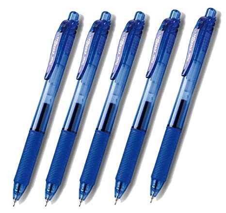 Pentel Energel X Rubber Grip & Click Retractable Fine Line, Needle Tip -BLN-105- Cost Performance Model -0.5mm-blue Ink-value Set of 5 (with Our Shop Original Description of Goods)