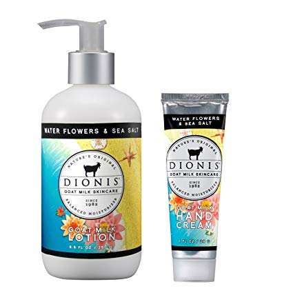 Dionis Goat Milk Body Lotion and Hand Cream 2 Piece Gift Set - Water Flowers & Sea Salt