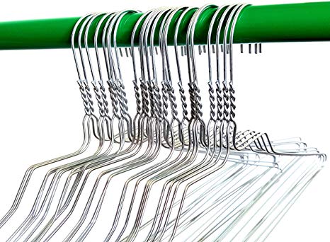 Homeneeds Inc 50 Silver Wire Hangers 18" Clothes Hangers, 14 Gauge Strong (50, Silver)