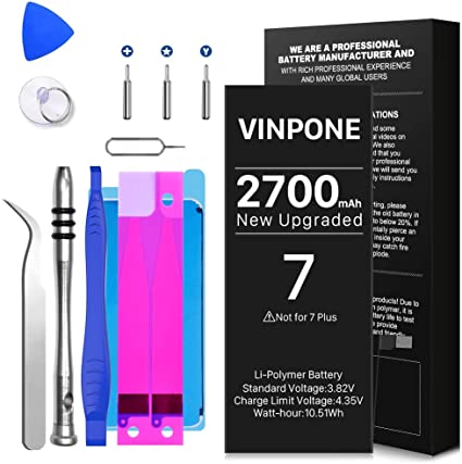 Battery for iPhone 7,[Upgraded] 2700mAh High Capacity New 0 Cycle Replacement Battery with Complete Repair Tool Kit for A1660, A1778, A1779 [36 Months Service]