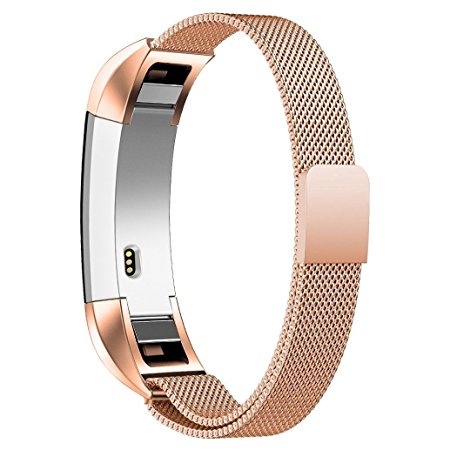 Fitbit Alta Bands,IPELY Milanese Magnetic Loop Stainless Steel Replacement Accessory Band Bracelet Strap for Fitbit Alta Tracker , Silver, Rose Gold