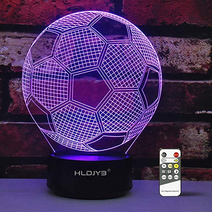 Soccer 3D Lamp, 3D Night Light for Kids - Remote Control