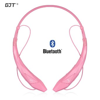 GJT®Wireless Stereo Bluetooth 4.0 Headsets Headphones Flex Neck Strap EarBuds Lightweight Noise Cancelling Earphones for iPhone,Samsung,Android Cellphones Enabled Bluetooth Device(PINK) ...
