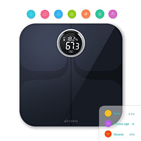 Yunmai Wireless Bluetooth Smart Scale Weight Body Digital BMI IOS & Android, Black