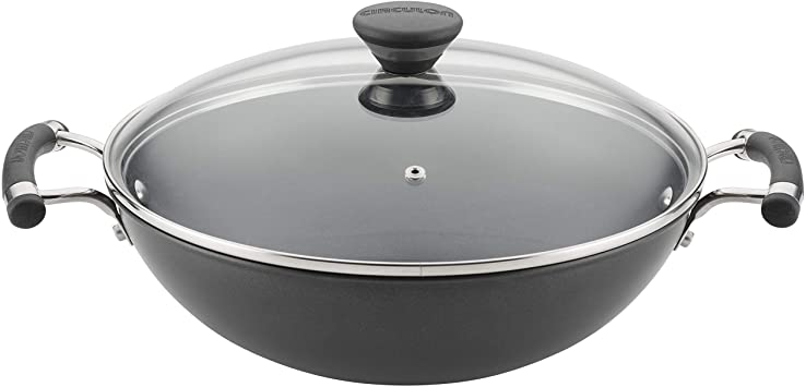 Circulon Acclaim Hard Anodized Nonstick Wok/Stir Fry Pan/Wok Pan with Lid - 12.5 Inch, Black