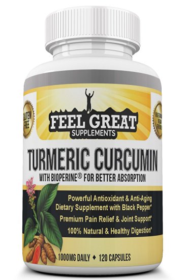 Organic Turmeric Curcumin Greatest Support with Bioperine for Best Absorption| #1 in Joint Supplements for Pain Relief| 100% Natural Supplement| Tumeric Curcumin Powder| 1000mg| 60 Day Supply Capsules
