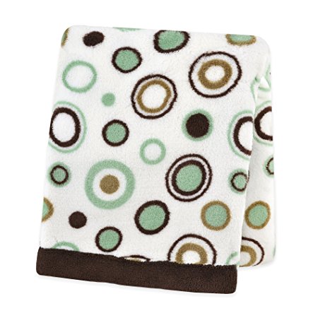 Carter's Plush Fluffy Fleece Blanket, Ecru Circles/Beige