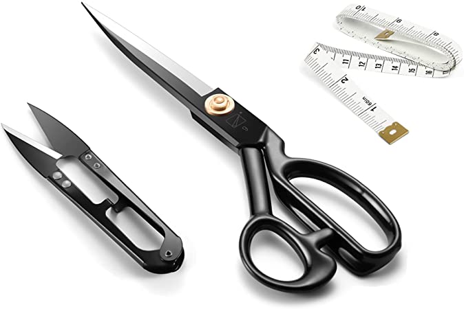 Sewing Scissors - Fabric Scissors 9 inch - Tailor's Dressmaking Shears Heavy Duty for Fabric, Leather Cutting, Sewing, Dressmaking, Tailoring, Altering (Right-Handed, Black)