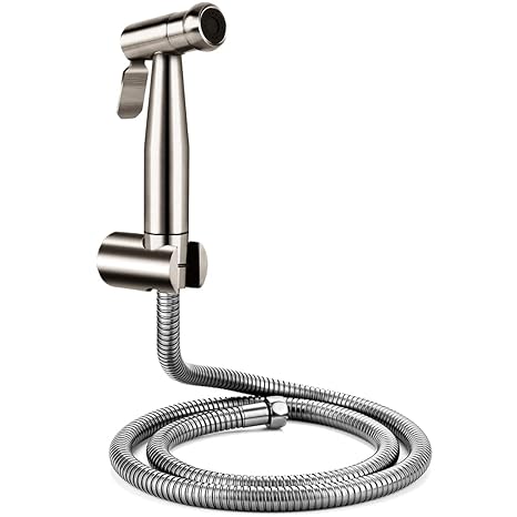 ALTON SHR20135 SS-304 Grade Health Faucet with 1.25 Meter Hose Pipe and Wall Hook, Matte & Silver