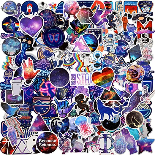 200 Pieces Starry Sky Stickers Animal Stickers Neon Light Stickers Graffiti Cartoon Stickers Laptop Assorted Waterproof Vinyl Decals for Water Bottle Skateboard Motorcycle Bicycle (Starry Sky)