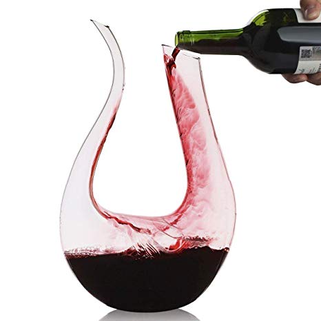 Wine Decanter,Smaier 1.5L U Shape Classic Wine Aerator, Red Wine Carafe, Wine Gifts, Wine Accessories,100% Lead-free Crystal Glass(（1500ml）