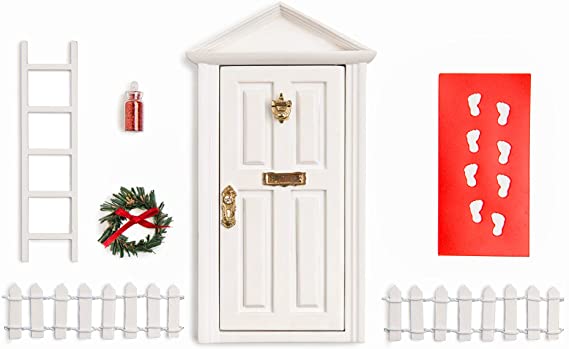 White Wooden 7"inch Miniature Door/ Enchanted Magical Fairy doors / Flower Fairies Secret Hidden Door for 3-8 yrs Child's Imagination