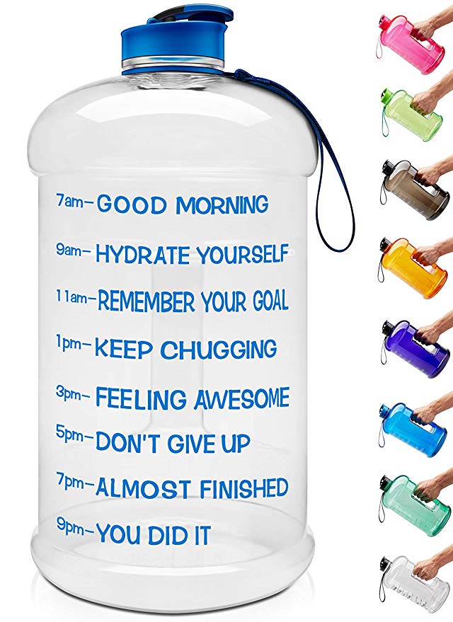 Venture Pal Large 128oz/74oz Leakproof BPA Free Fitness Sports Water Bottle with Motivational Time Marker to Ensure You Drink Enough Water Throughout The Day