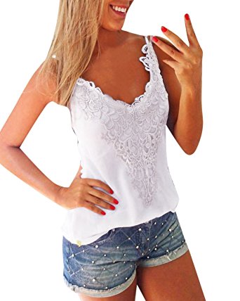 ZANZEA Women's Slim Lace Sleeveless Casual Tank Tops Vest Camis T Shirt Blouse