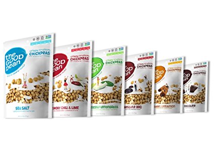 Gluten-Free, Nut-free Roasted Chickpea Snacks, Six-Flavor Variety Pack, 6 Count