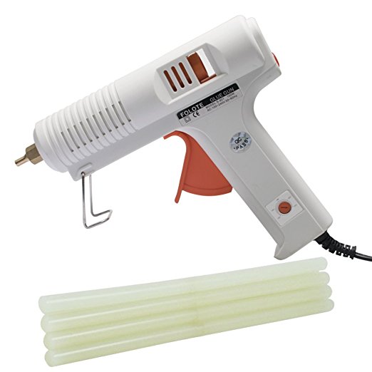 FOLOTE Hot Glue Gun Adjustable Temperature 100W Hot Melt with High and Low Temp Interchangeable for DIY Projects Home Repair with 4 pcs Glue Sticks